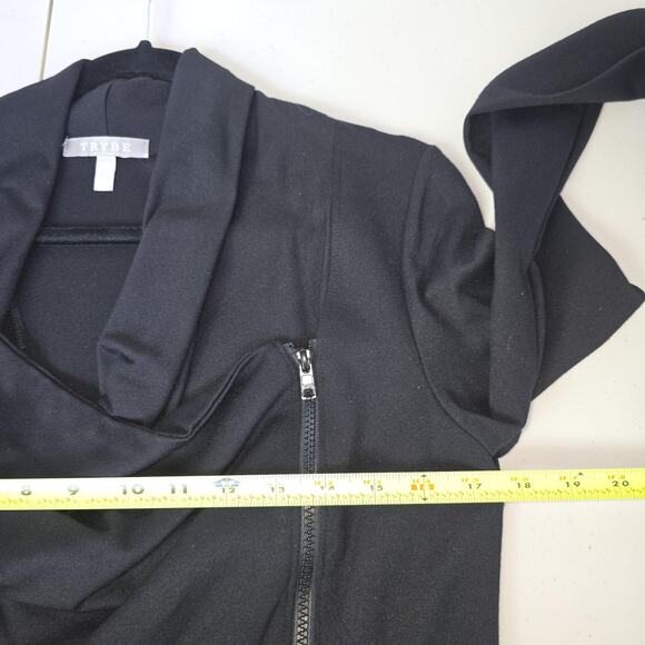 Trybe Jacket Womens Medium Black Asymmetrical Zip Long Sleeve Athleisure Workout - Picture 6 of 9